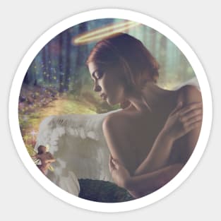 Beautiful Angel with Fairy Fantasy Art Sticker